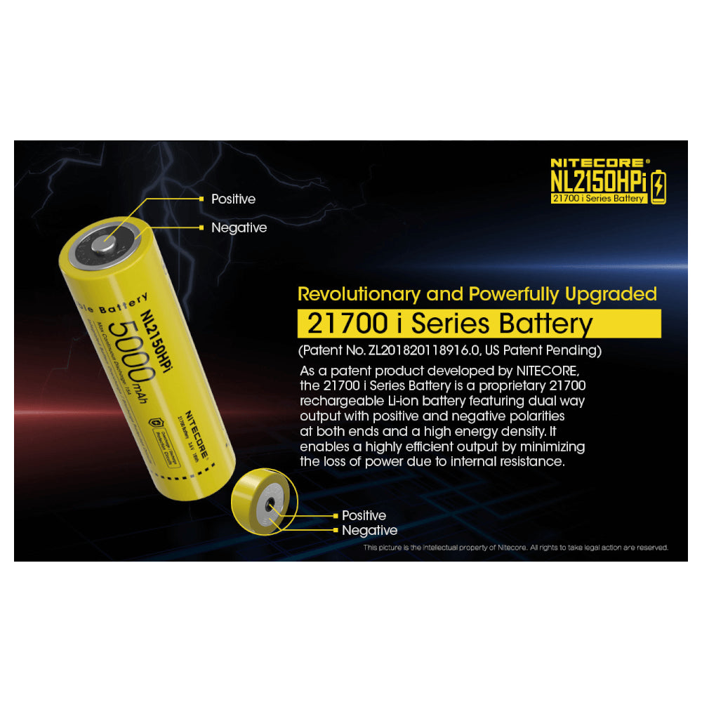 NITECORE 21700i RECHARGEABLE BATTERY 3.6V 5000MAH - NL2150HPI
