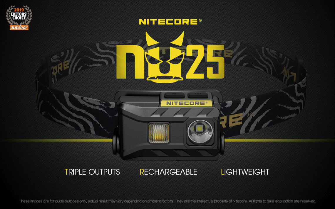 NITECORE USB RECHARGEABLE LED HEADLAMP BLACK - NU25B