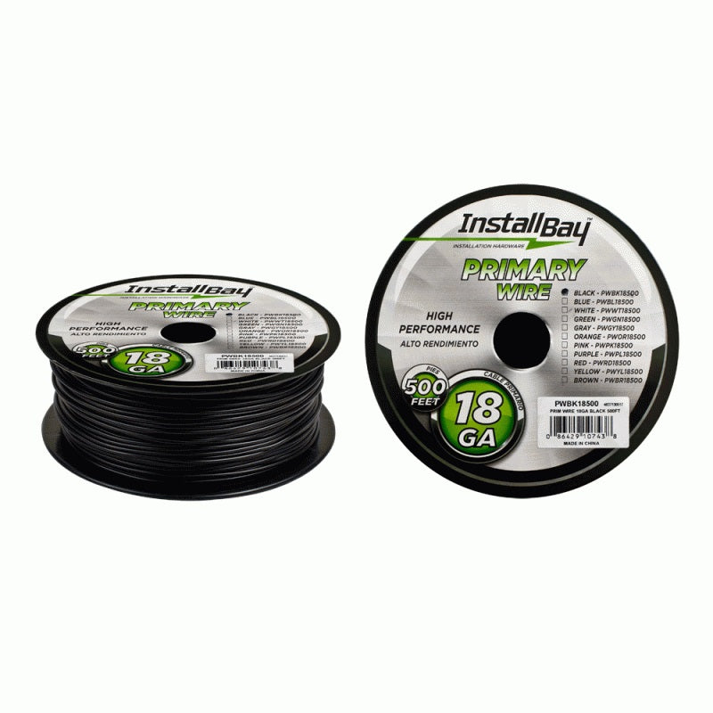 INSTALL BAY PRIMARY WIRE CABLE 18GA BLACK 150MTR - PWBK18500