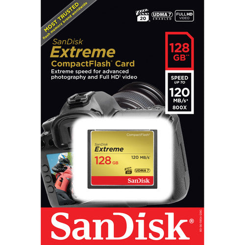 SANDISK EXTREME COMPACT FLASH 128GB UP TO 120MB/S CF CARD UDM - SDCFXSB-128G-G46