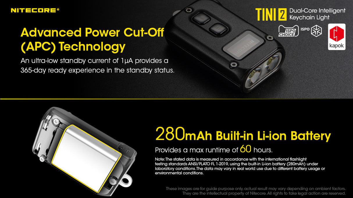 NITECORE 500 LUMEN USB-C RECHARGEABLE KEYCHAIN FLASHLIGHT BLACK - TINI2