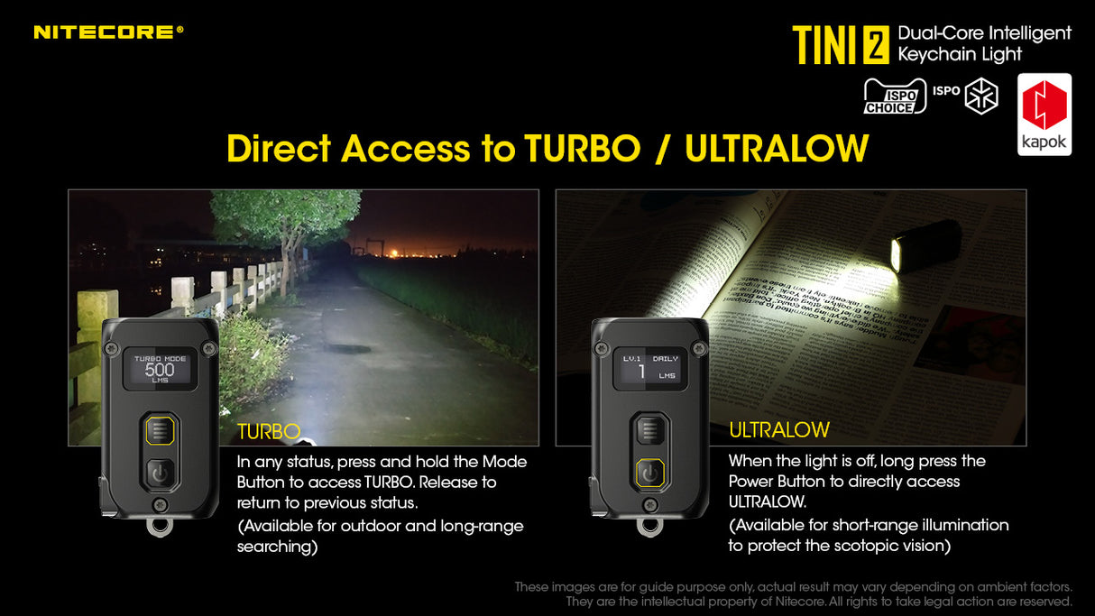 NITECORE 500 LUMEN USB-C RECHARGEABLE KEYCHAIN FLASHLIGHT BLACK - TINI2