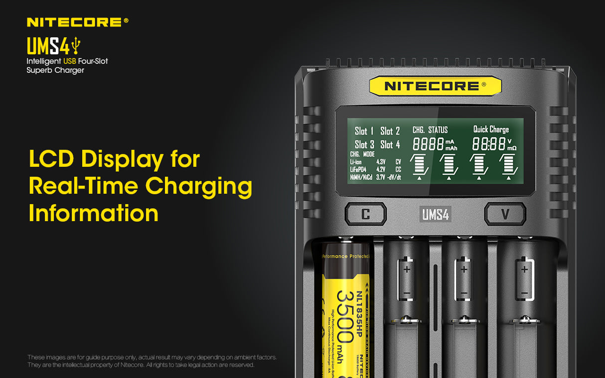 NITECORE INTELLIGENT BATTERY CHARGER USB FOUR SLOT SUPERB CHARGER - UMS4