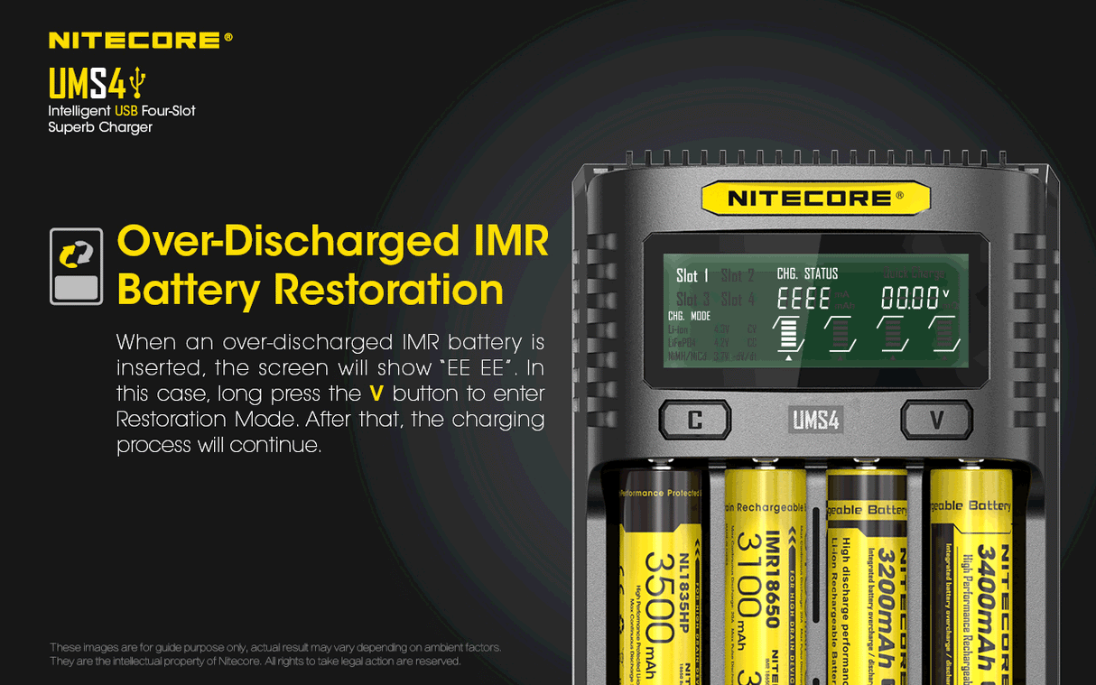 NITECORE INTELLIGENT BATTERY CHARGER USB FOUR SLOT SUPERB CHARGER - UMS4