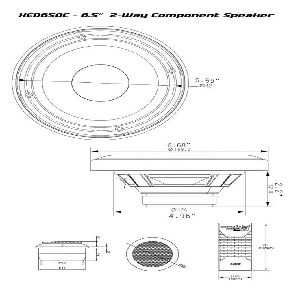 CERWIN VEGA 6.5" COMPONENT SPEAKERS 300W PAIR XED SERIES 2 WAY - XED650C