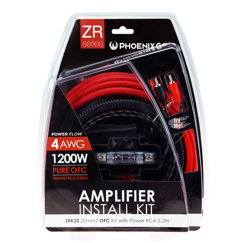 PHOENIX GOLD AMPLIFIER KIT 4GA/20MM OFC 1200W WITH POWER RCA 5.2M - ZRK20