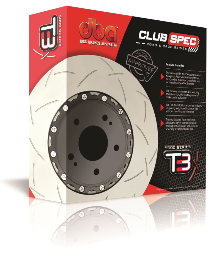 Audi A5 DBA 5000 2-piece Clear Anodised Hat T3 Slotted KP F Disc Brake Rotors