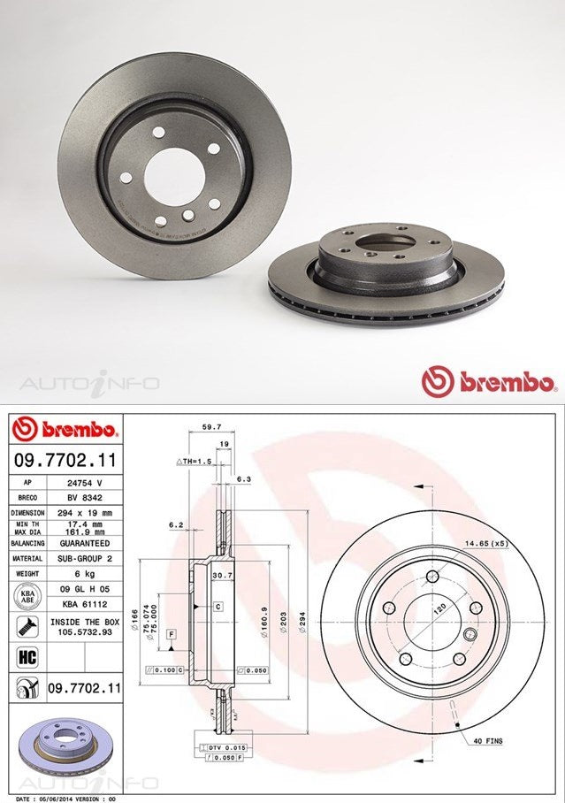 DR0645V-BR DISC BRAKE ROTORS RR BMW 3SER E46 Pair to suit BMW 293MM VENTED