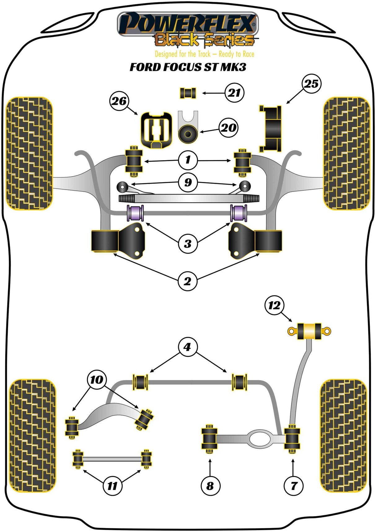 Lower Torque Mount Bracket & Bush, Track Use