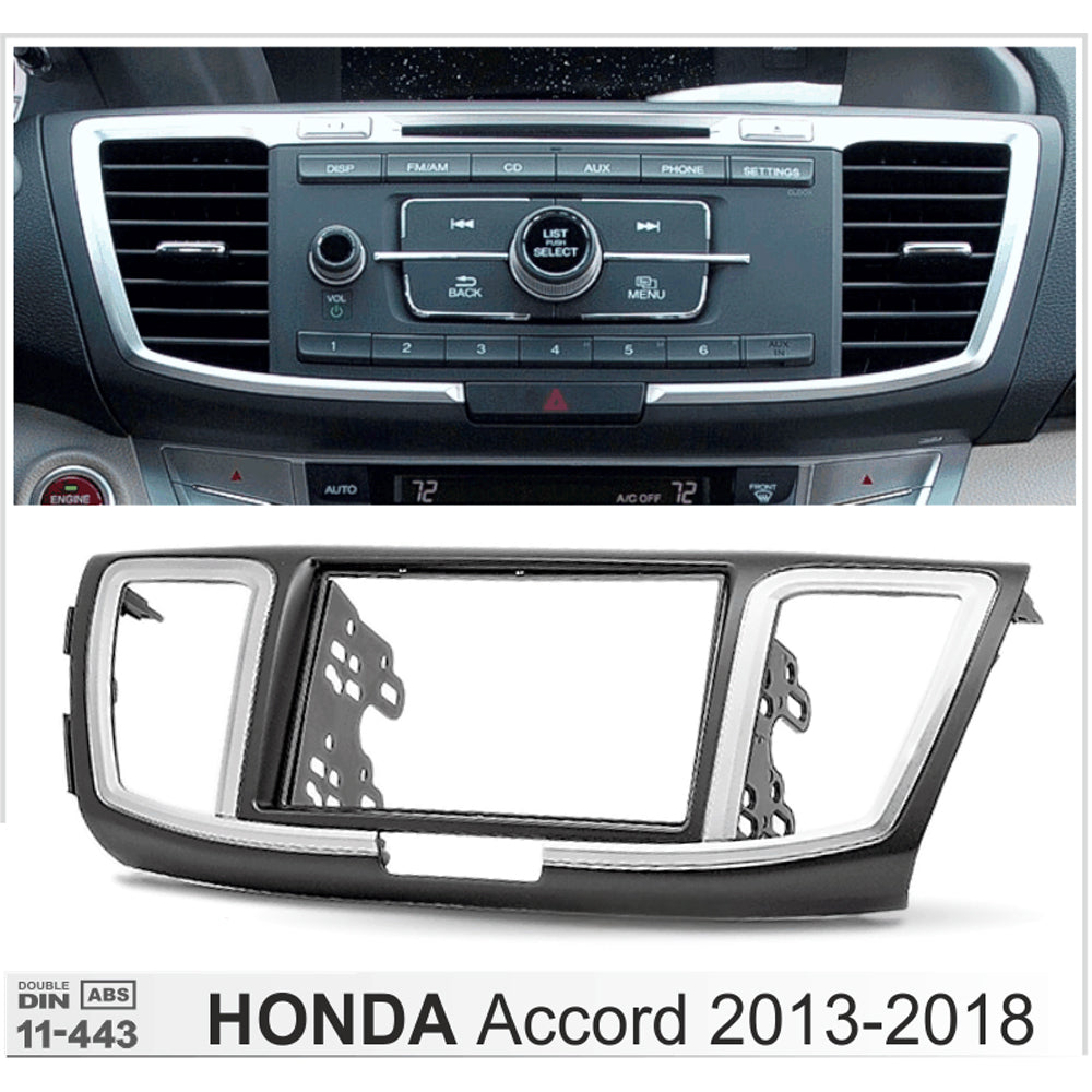 FITTING KIT HONDA ACCORD 2013 - 2018 DOUBLE DIN (MATT BLACK/SILVER) - 11-443