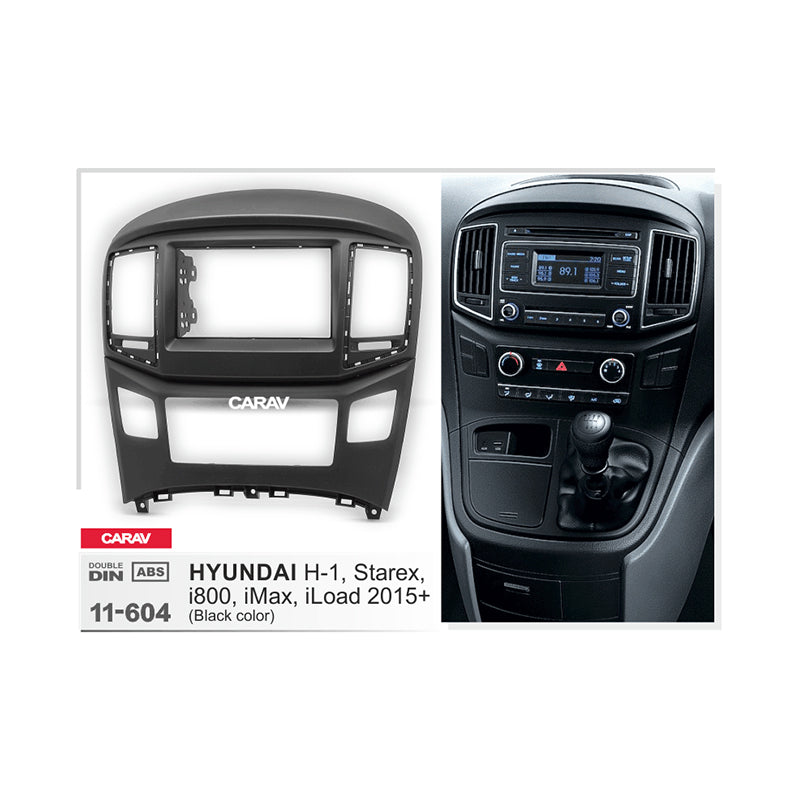FITTING KIT HYUNDAI H1 , STAREX , I800 , IMAX , ILOAD 2015 - 2020 DOUBLE DIN (BLACK) - 11-604
