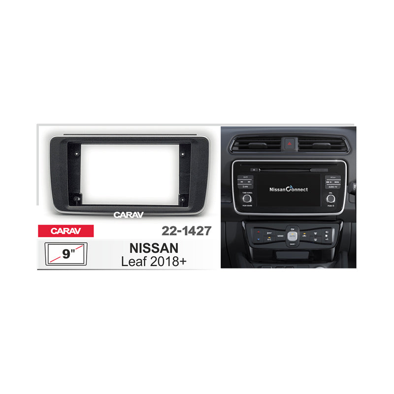 FITTING KIT 9" DASH NISSAN LEAF 2018 ON (BLACK WITH SILVER TRIM) - 22-1427