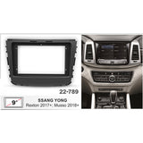 FITTING KIT 9" DASH SSANGYONG MUSSO , RHINO , REXTON 2017 ON (BLACK) - 22-789