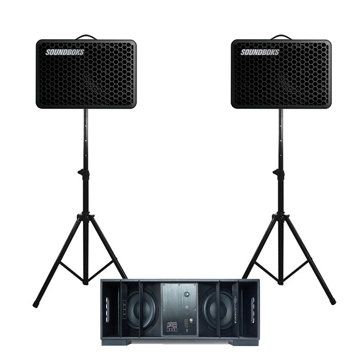 DUAL SOUNDBOKS GO + DFB SUBWOOFER BATTERY POWERED WIRELESS PRO AUDIO KIT - 2SBGO+DFB
