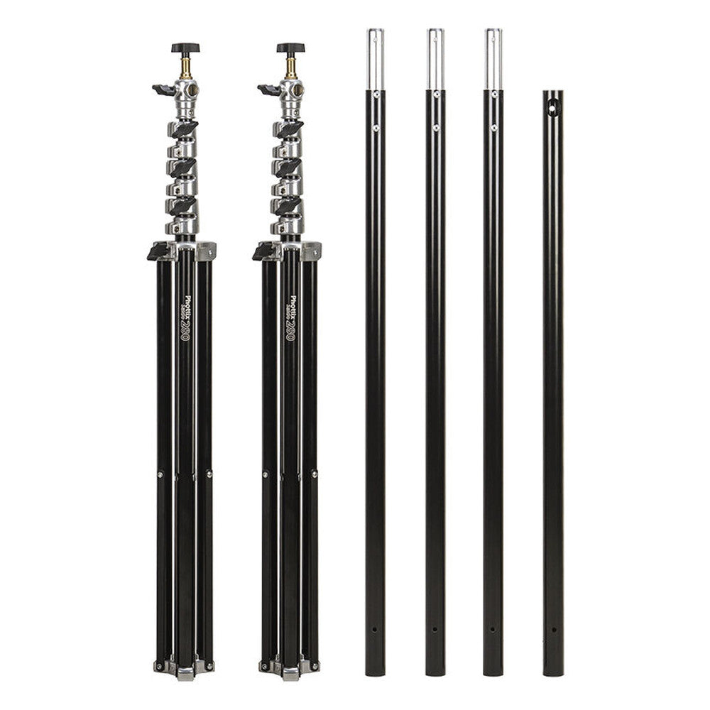 PHOTTIX SALDO BACKDROP STAND KIT, CHROME & BLACK - 2.8 X 3.2M - 83431