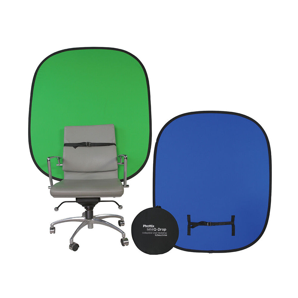 PHOTTIX Q-DROP MINI COLLAPSIBLE CHAIR BACKDROP, GREEN & BLUE - 120 X 140CM - 83440