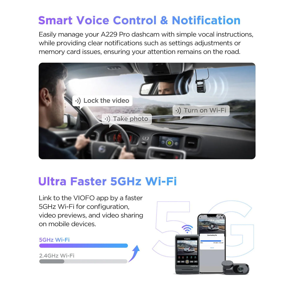 VIOFO DASHCAM A229 PRO 4K FRONT 5GHZ WIFI + GPS - A229-PRO-1CH