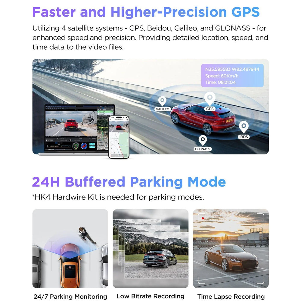 VIOFO DASHCAM A229 PRO 4K FRONT + 2K INTERNAL + 2K REAR 5GHZ WIFI + GPS - A229-PRO-3CH-IR