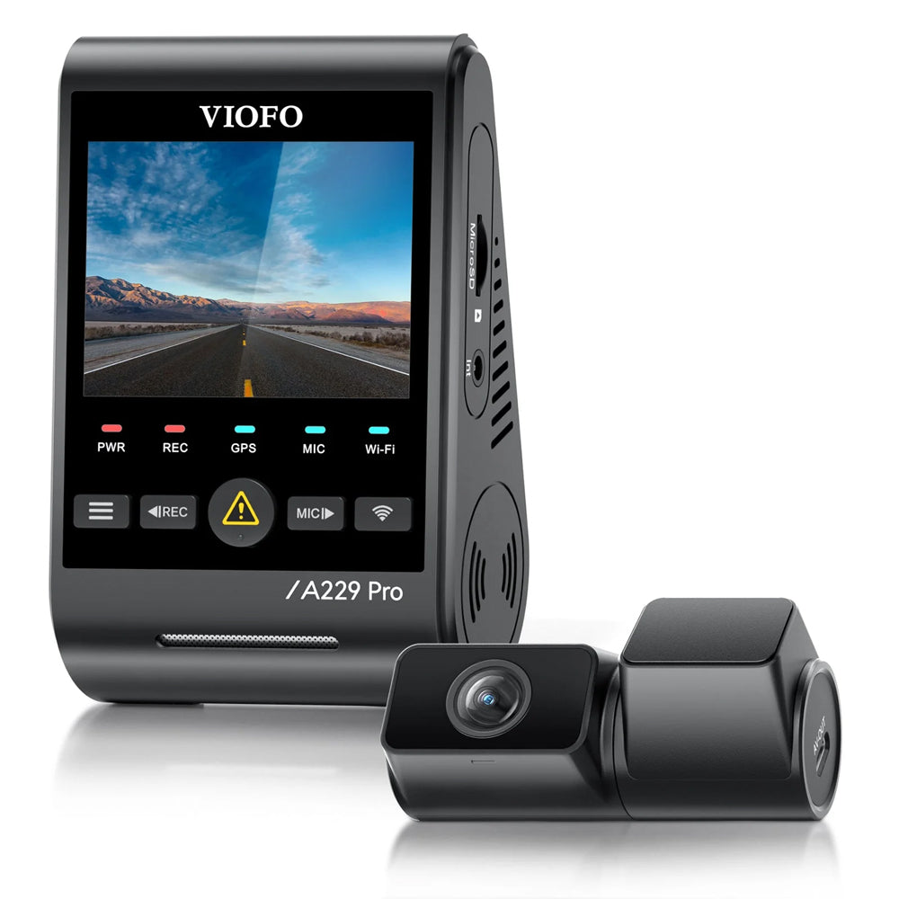 VIOFO DASHCAM A229 PRO 4K FRONT + 2K TELEPHOTO 5GHZ WIFI + GPS - A229T-PRO-2CH