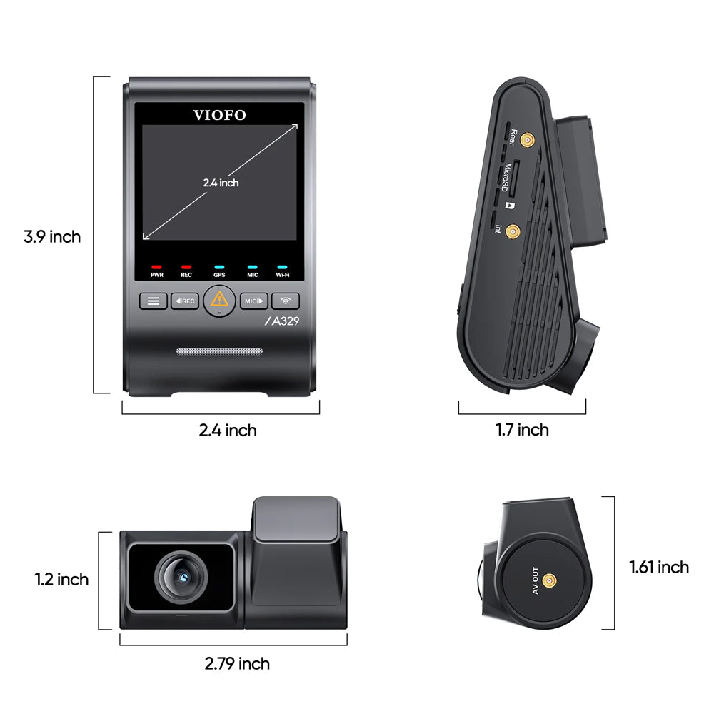VIOFO DASHCAM A329 4K FRONT 2K REAR CHANNEL WIFI 6 GPS - A329S-2CH