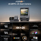 VIOFO DASHCAM A329 4K FRONT 2K REAR CHANNEL WIFI 6 GPS - A329S-2CH