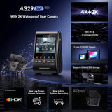 VIOFO DASHCAM A329 4K FRONT + 2K WATERPROOF REAR WIFI 6 GPS - A329SW-2CH
