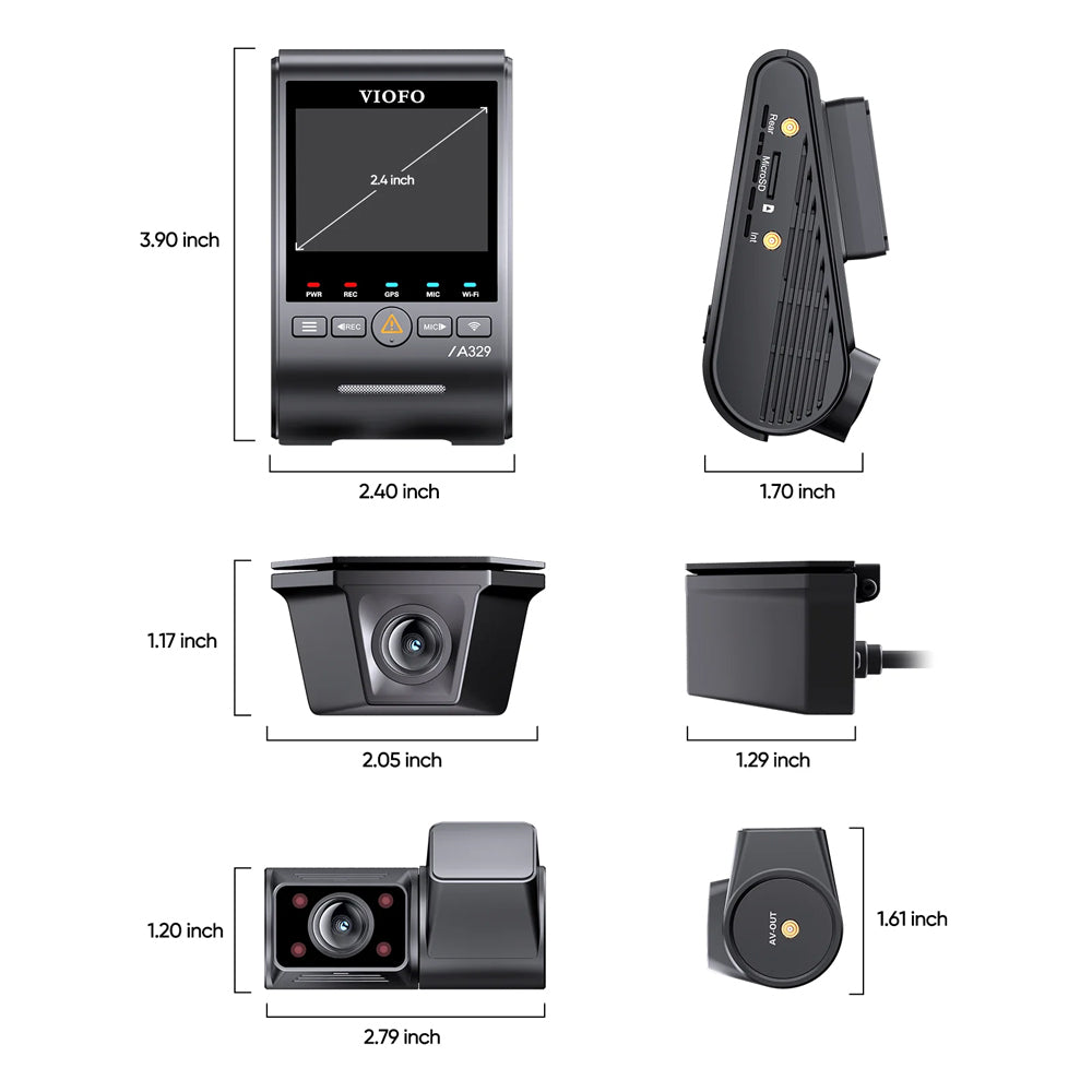 VIOFO DASHCAM A329 4K FRONT + 2K FISHEYE INTERNAL + 2K WATERPROOF REAR WIFI 6 GPS - A329SW-3CH