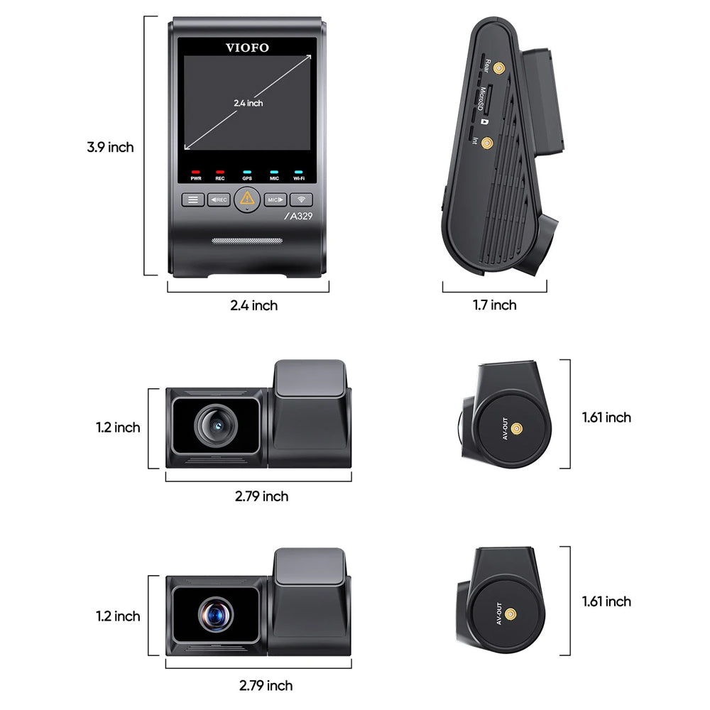 VIOFO DASHCAM A329 4K FRONT + 2K REAR + 2K TELEPHOTO WIFI 6 GPS - A329T-3CH