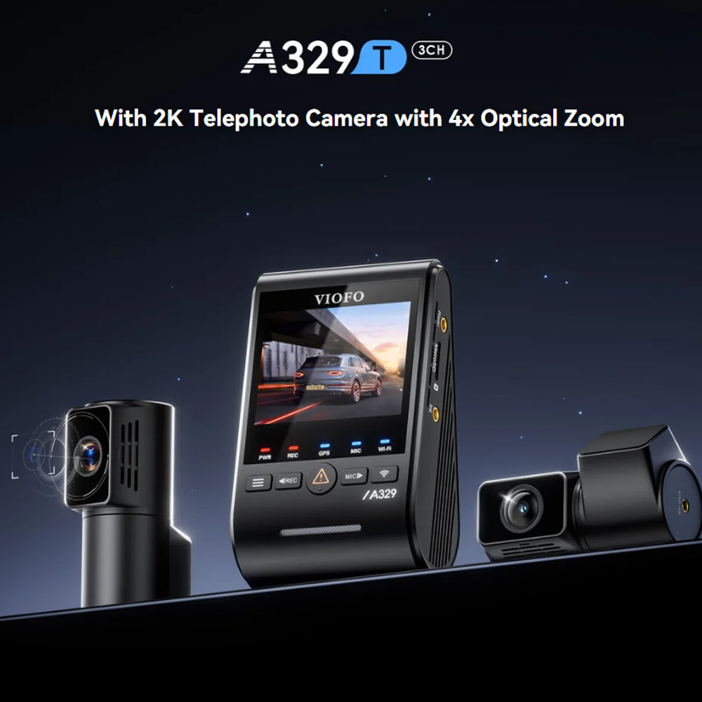 VIOFO DASHCAM A329 4K FRONT + 2K REAR + 2K TELEPHOTO WIFI 6 GPS - A329T-3CH