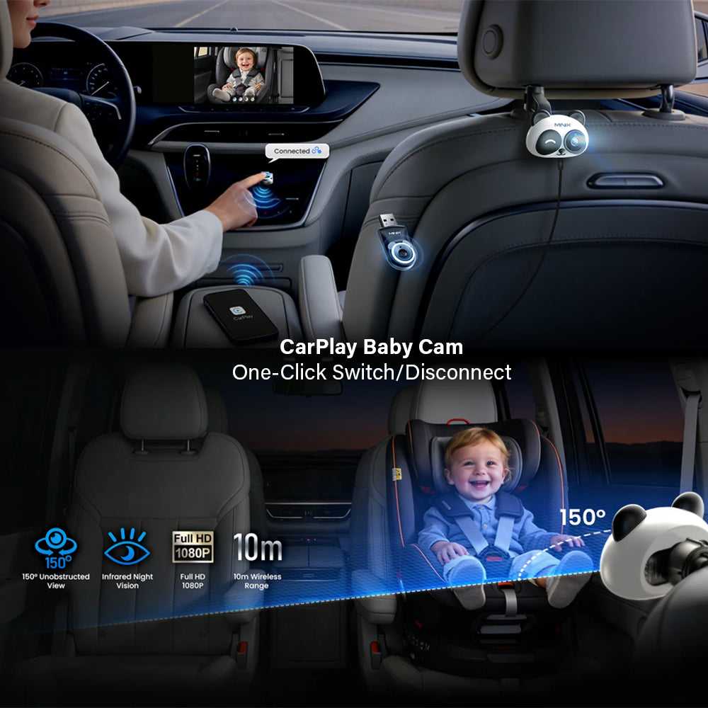 OTTOCAST CARPLAY & ANDROID AUTO TO WIRELESS USB ADAPTER WITH BABY CAMERA - CA520-T