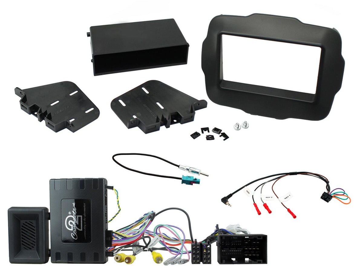 FITTING KIT JEEP RENEGADE 2015 - ON DOUBLE DIN (BLACK) COMPLETE KIT - CTKJP02
