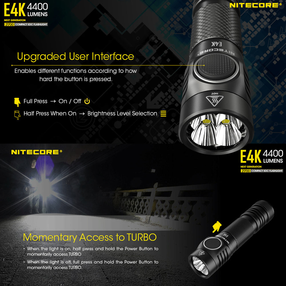NITECORE E4K 4400 LUMEN EDC TORCH - E4K