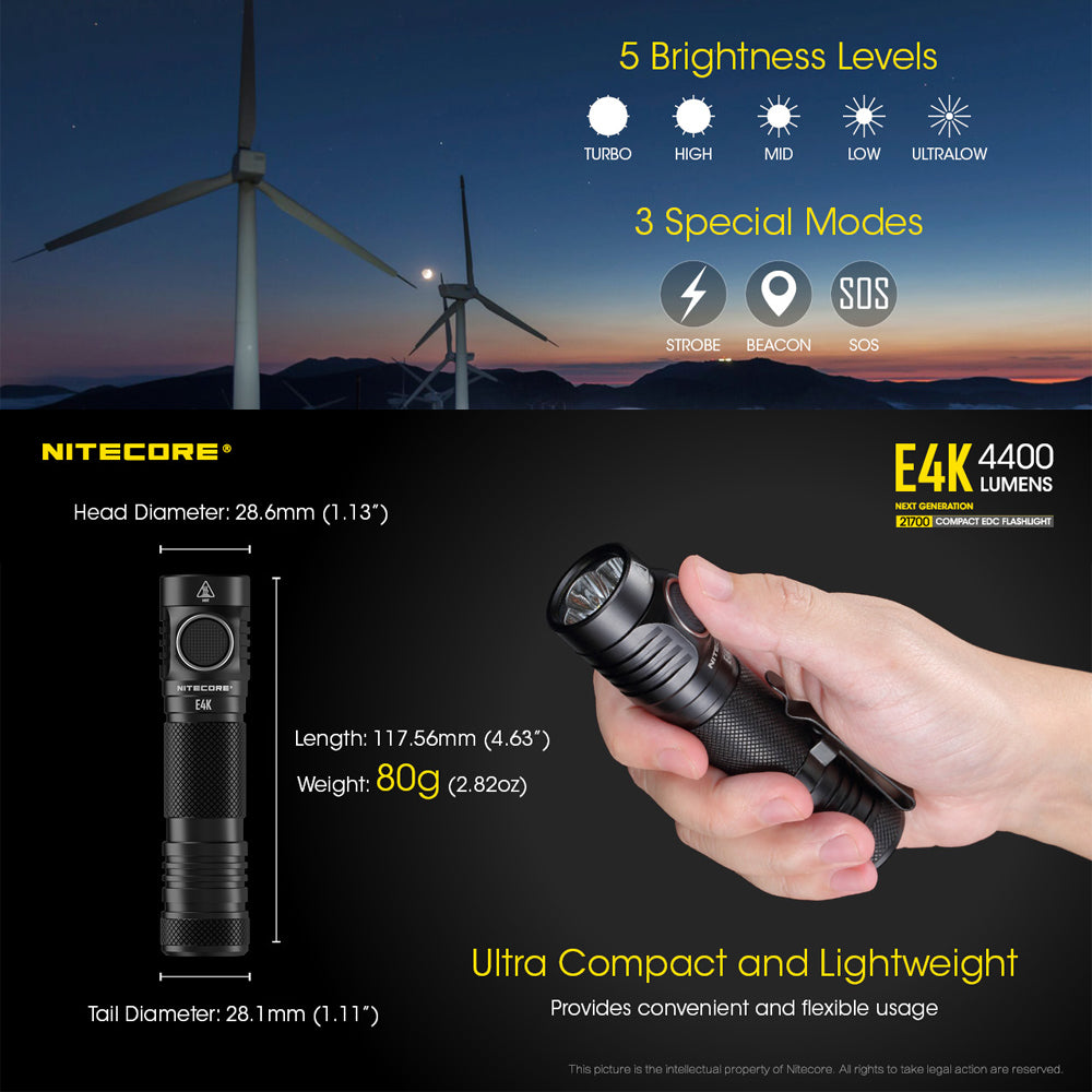 NITECORE E4K 4400 LUMEN EDC TORCH - E4K