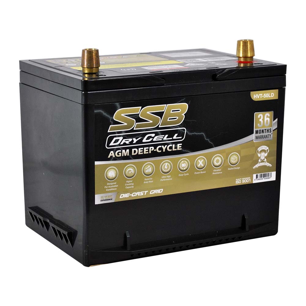 AGM BATTERY DEEP CYCLE DUAL PURPOSE 12V 60AH 600CCA BY SSB ULTRA HIGH PERFORMANCE - HVT-50LD