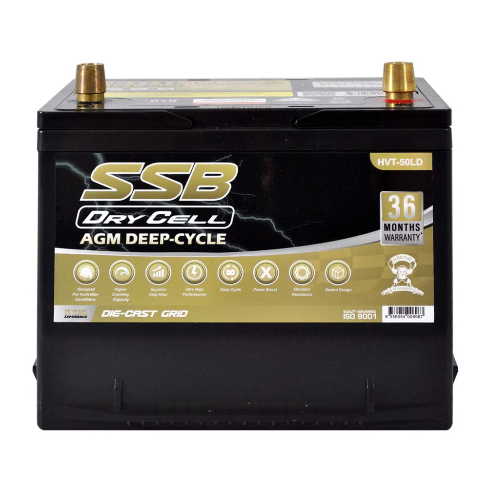AGM BATTERY DEEP CYCLE DUAL PURPOSE 12V 60AH 600CCA BY SSB ULTRA HIGH PERFORMANCE - HVT-50LD