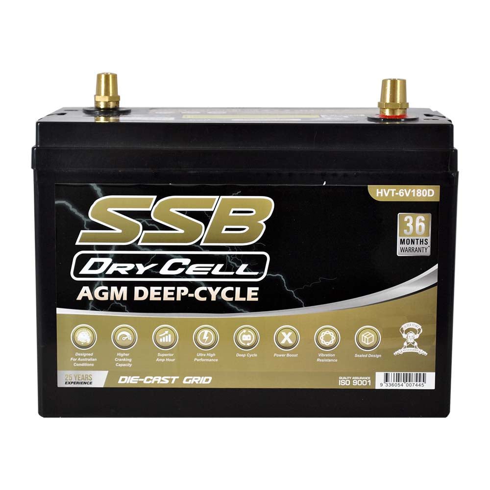 AGM BATTERY DEEP CYCLE DUAL PURPOSE 6V 187.2AH 1250CCA BY SSB ULTRA HIGH PERFORMANCE - HVT-6V180D