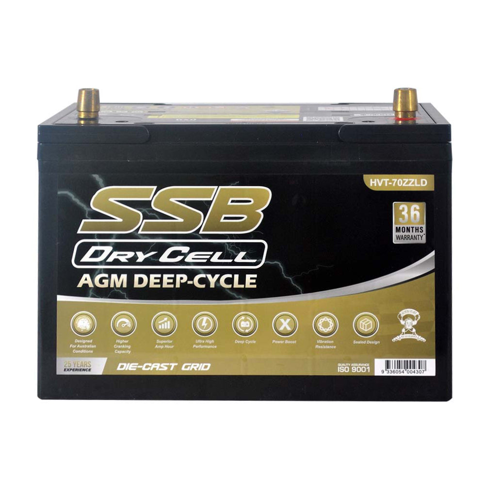 AGM BATTERY DEEP CYCLE DUAL PURPOSE 12V 105AH 780CCA BY SSB (27LX MF) ULTRA HIGH PERFORMANCE - HVT-70ZZLD