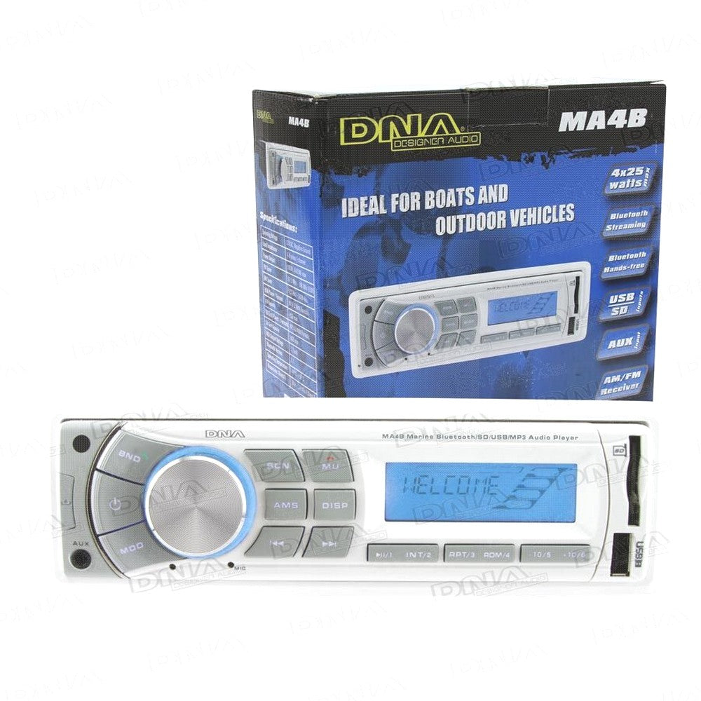 DNA MARINE HEAD UNIT WITH BLUETOOTH/USB/SD AND AM/FM RADIO WHITE - MA4B