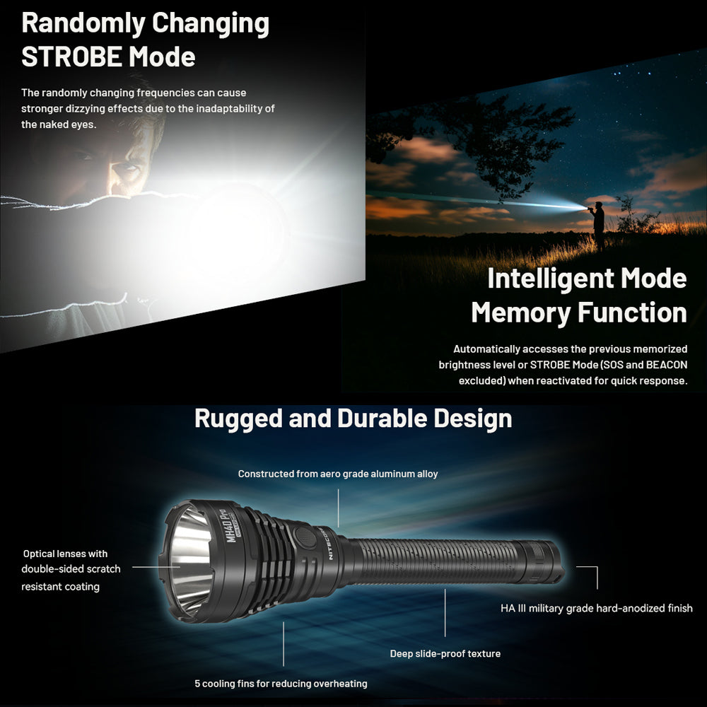 NITECORE MH40 PRO 3500 LUMEN UHI BRIGHT LONG RANGE HUNTING TORCH - MH40PRO