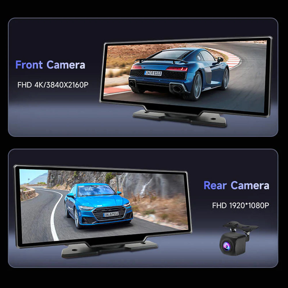 OTTOCAST CARPLAY & ANDROID AUTO WIRELESS SCREEN 10" WITH 2K FRONT CAMERA + REAR CAMERA - N92C