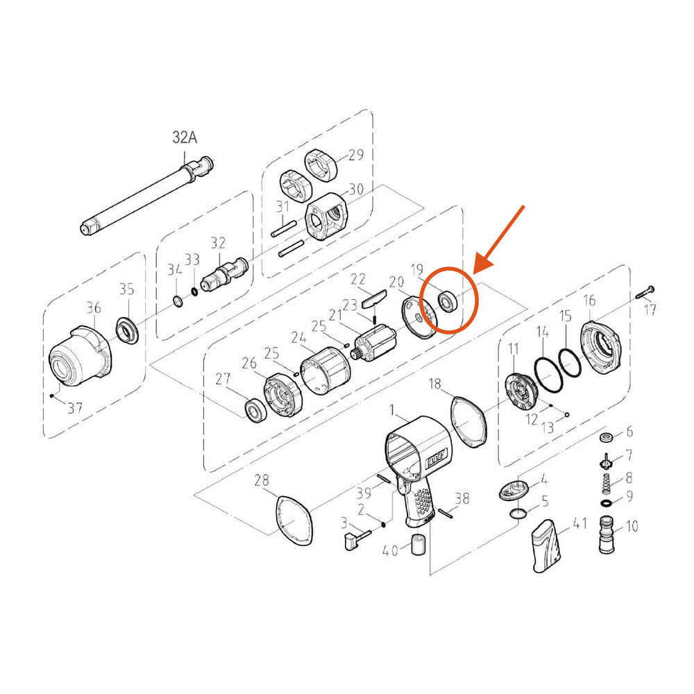 M7 BEARING, REAR TO SUIT NC-6266 IMPACT WRENCH - NC-6266P19