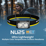 NITECORE USB RECHARGEABLE MULTI COLOR TEMPERATURE LED TRIPLE OUTPUT HEADLAMP TORCH - NU25-MCT