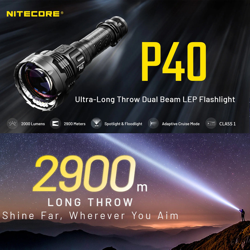 NITECORE P40 2000 LUMEN LONG THROW TORCH - P40
