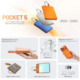 NITECORE 5,000MAH MAGNETIC ULTRA THIN POWER ALLOY BANK BUILT-IN USB C ORANGE - POCKET 5-O