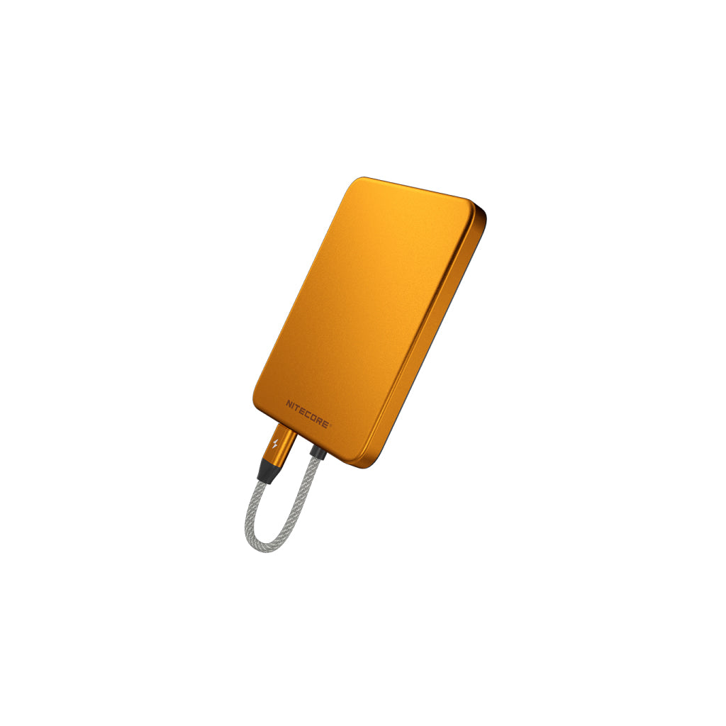 NITECORE 5,000MAH MAGNETIC ULTRA THIN POWER ALLOY BANK BUILT-IN USB C ORANGE - POCKET 5-O