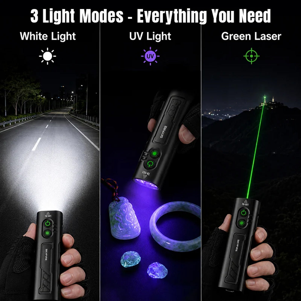SKYFIRE 2024S FLASHLIGHT TORCH IP54 542 LUMENS WITH UV / LASER POINTER - SF-SD-2024S