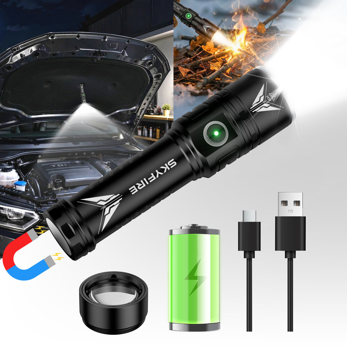 SKYFIRE 2173J FLASHLIGHT TORCH IP54 931 LUMENS - SF-SD-2173J