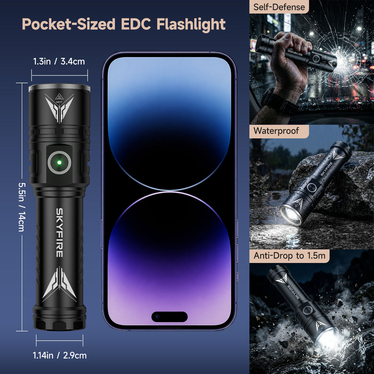 SKYFIRE 2173J FLASHLIGHT TORCH IP54 931 LUMENS - SF-SD-2173J