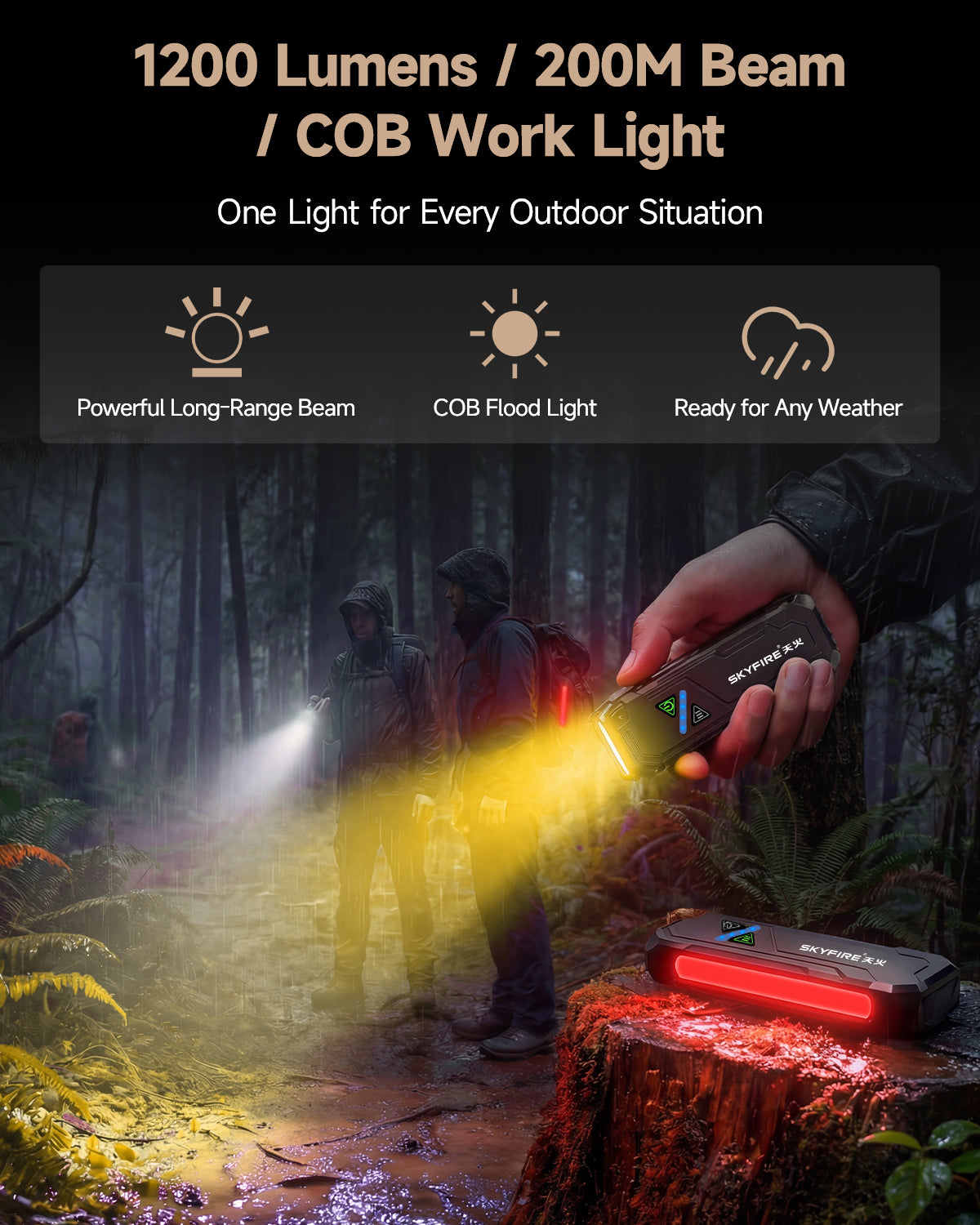 SKYFIRE 2191 FLASHLIGHT TORCH IP54 942 LUMENS WITH UV / RGB - SF-SD-2191