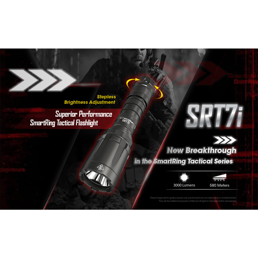 NITECORE SRT7GI 3000 LUMEN USB RECHARGEABLE TACTICAL TORCH 580 METERS THROW - SRT7I